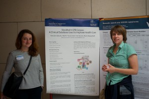 Maria and Claudia at the poster about the work performed by out group